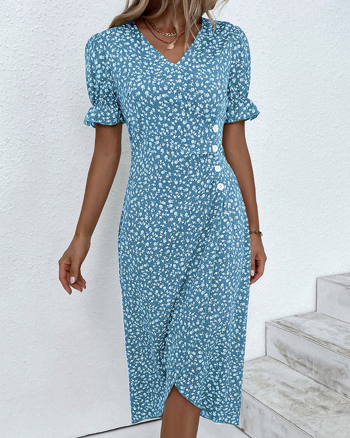 Vestido midi Fresh Bloom con escote en V