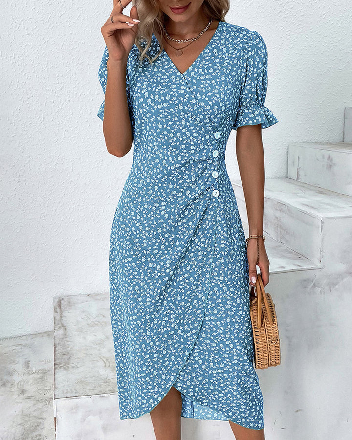 Vestido midi Fresh Bloom con escote en V