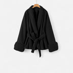Women Faux-Fur Lace-Up Coat