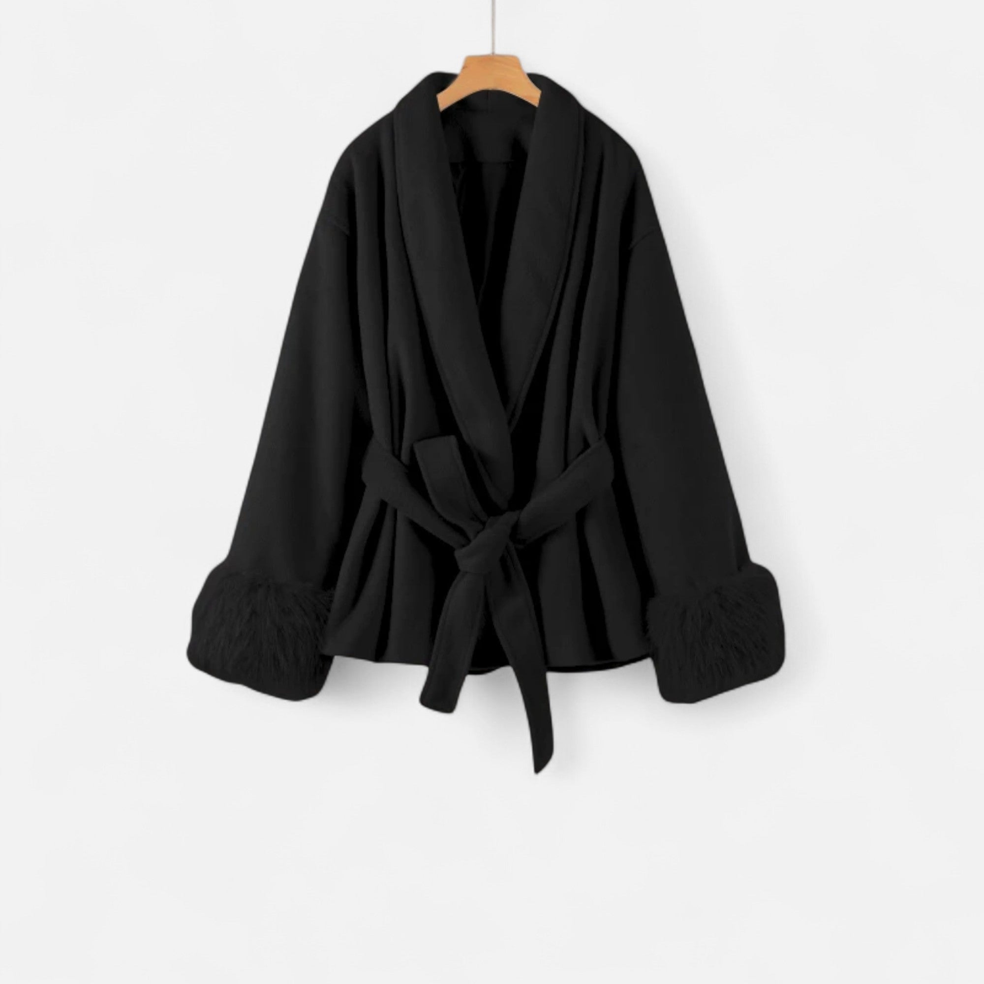 Women Faux-Fur Lace-Up Coat