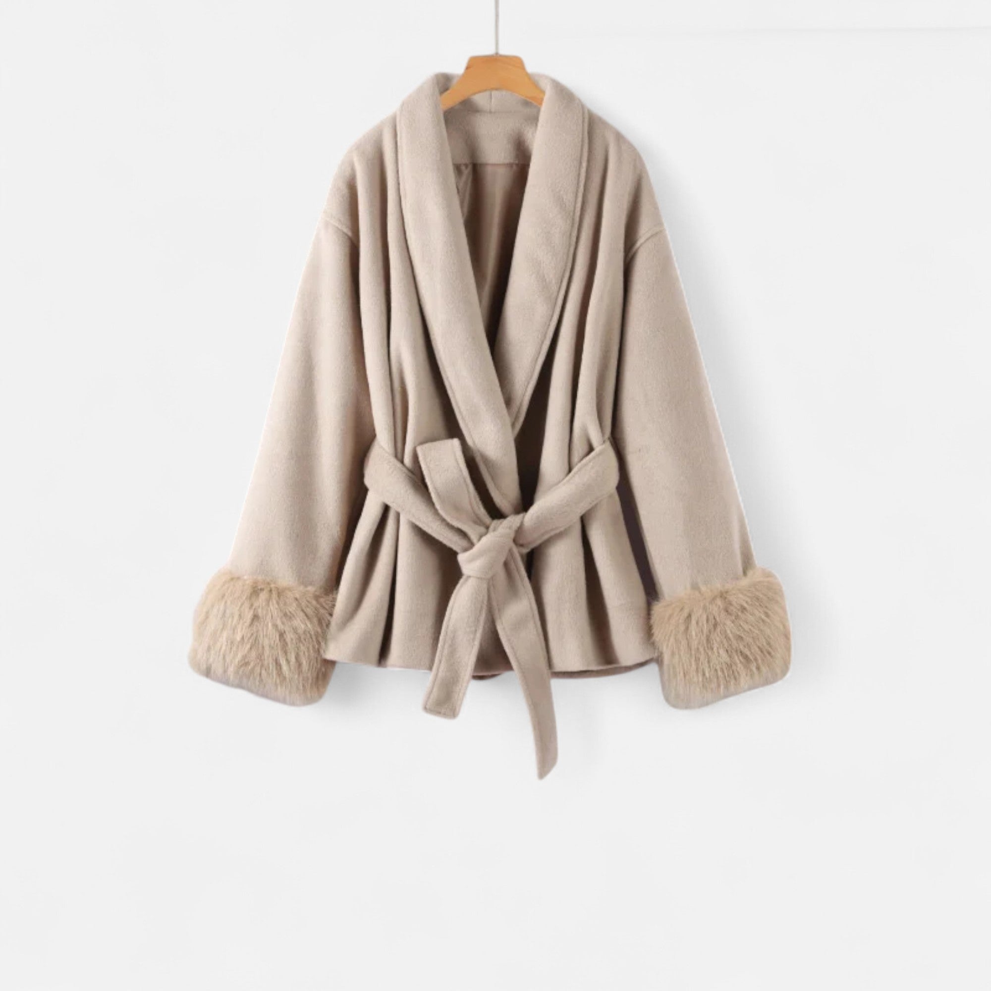 Women Faux-Fur Lace-Up Coat