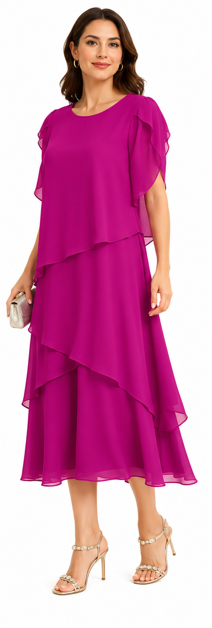 Vestido midi clásico de gasa