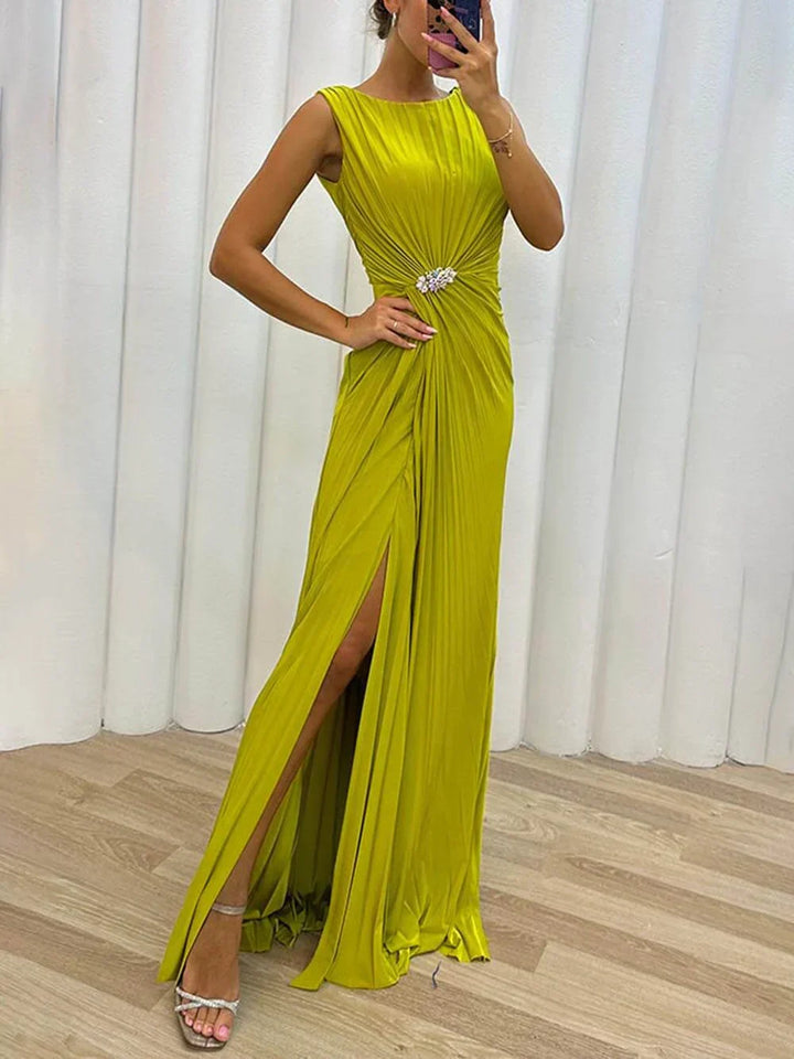 Vestido de noche maxi plisado para ocasiones formales