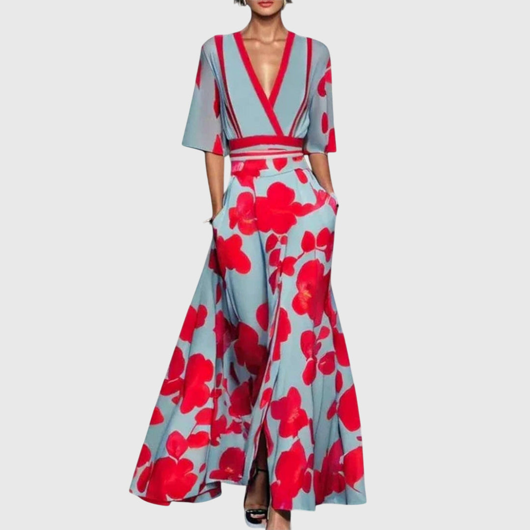 Elegancka kwiatowa sukienka maxi