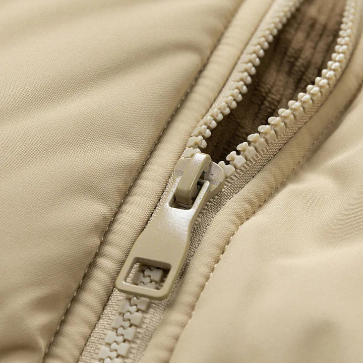 Men’s Stylish Thick Fleece-Lined Winter Jacket with Removable Hood for Cold-Weather