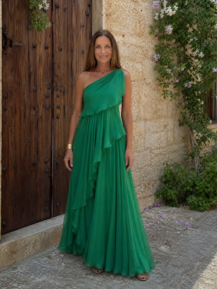 One-Shoulder Ruffle Maxi Dress