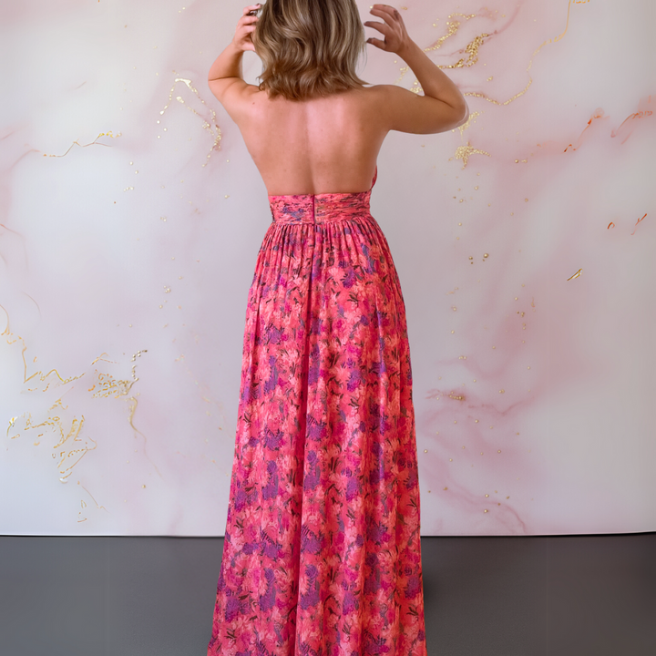 Elegancka kwiatowa sukienka maxi