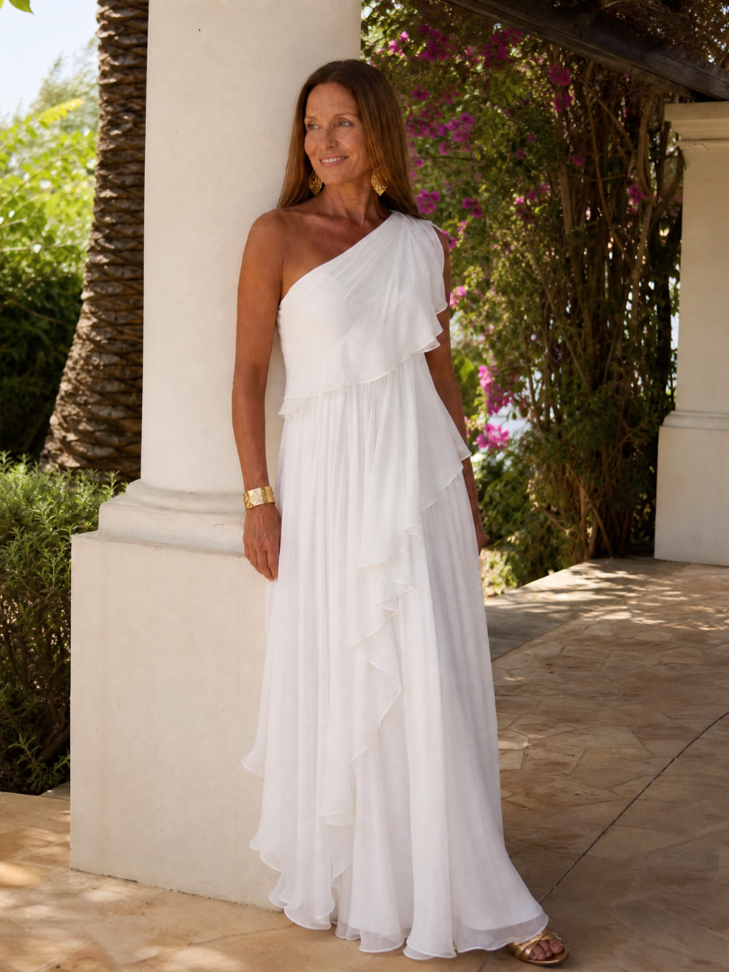 One-Shoulder Ruffle Maxi Dress