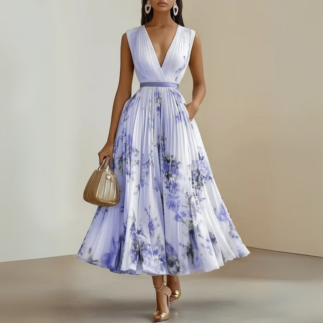 Vestido maxi veraniego sin mangas y fluido