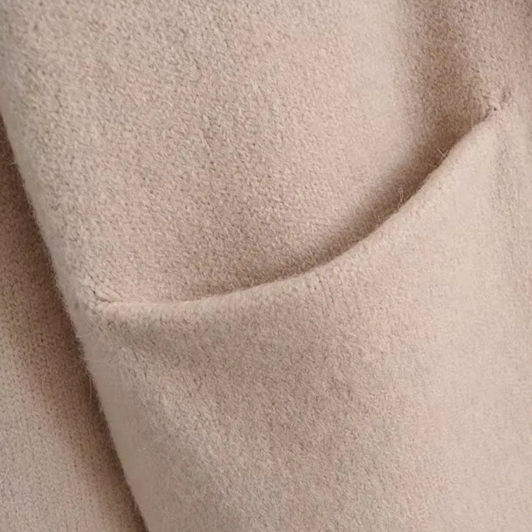 Women’s Warm V-Neckline Knitted Seasonal Long Cardigan with Functional Pockets