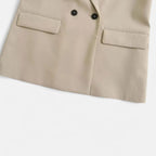 Women Double-Breasted Vintage Blazer Coat