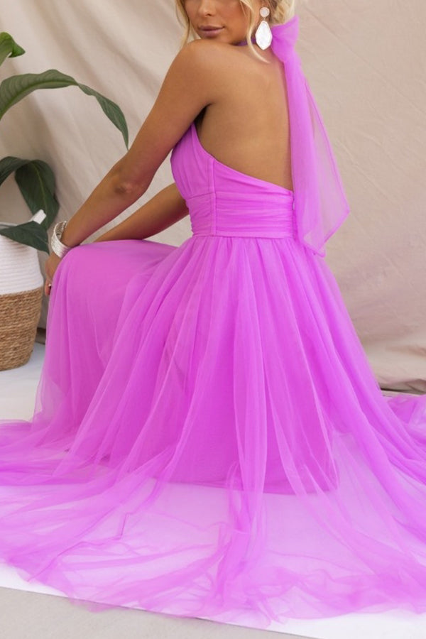 Abito Maxi in Tulle per Occasioni con Strati Romantici