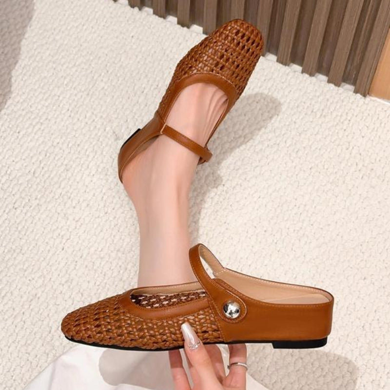 Woven Mary Jane Mule Flats