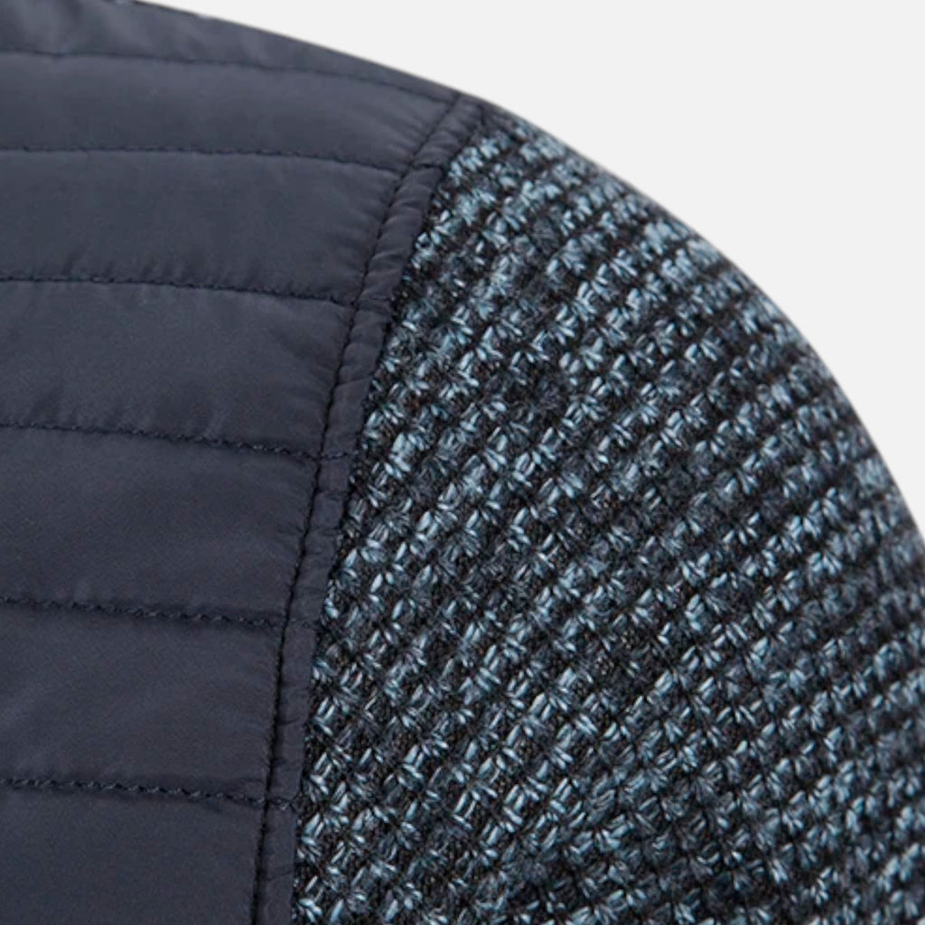 Men's Fleece Patchwork Stand-Collar Jacket