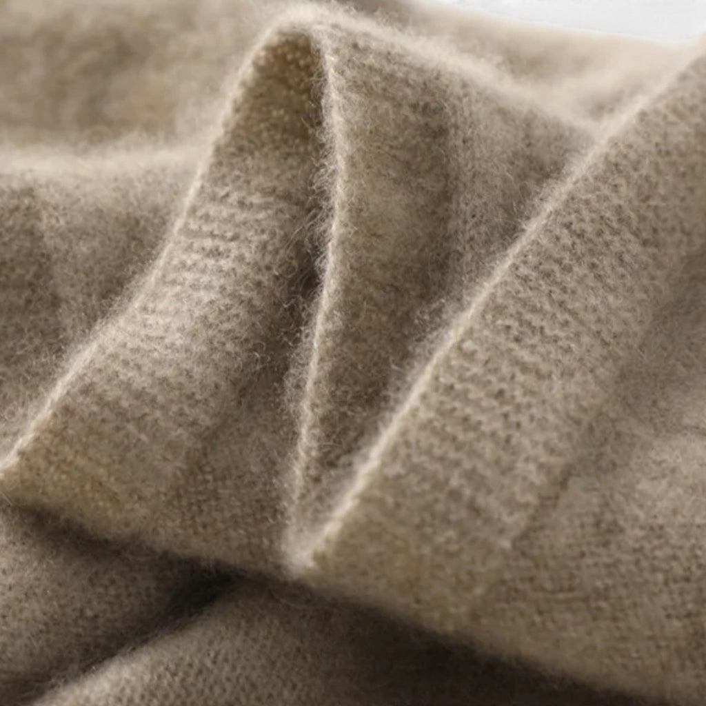 Women's Wool Knitted V-Neck Hoodie