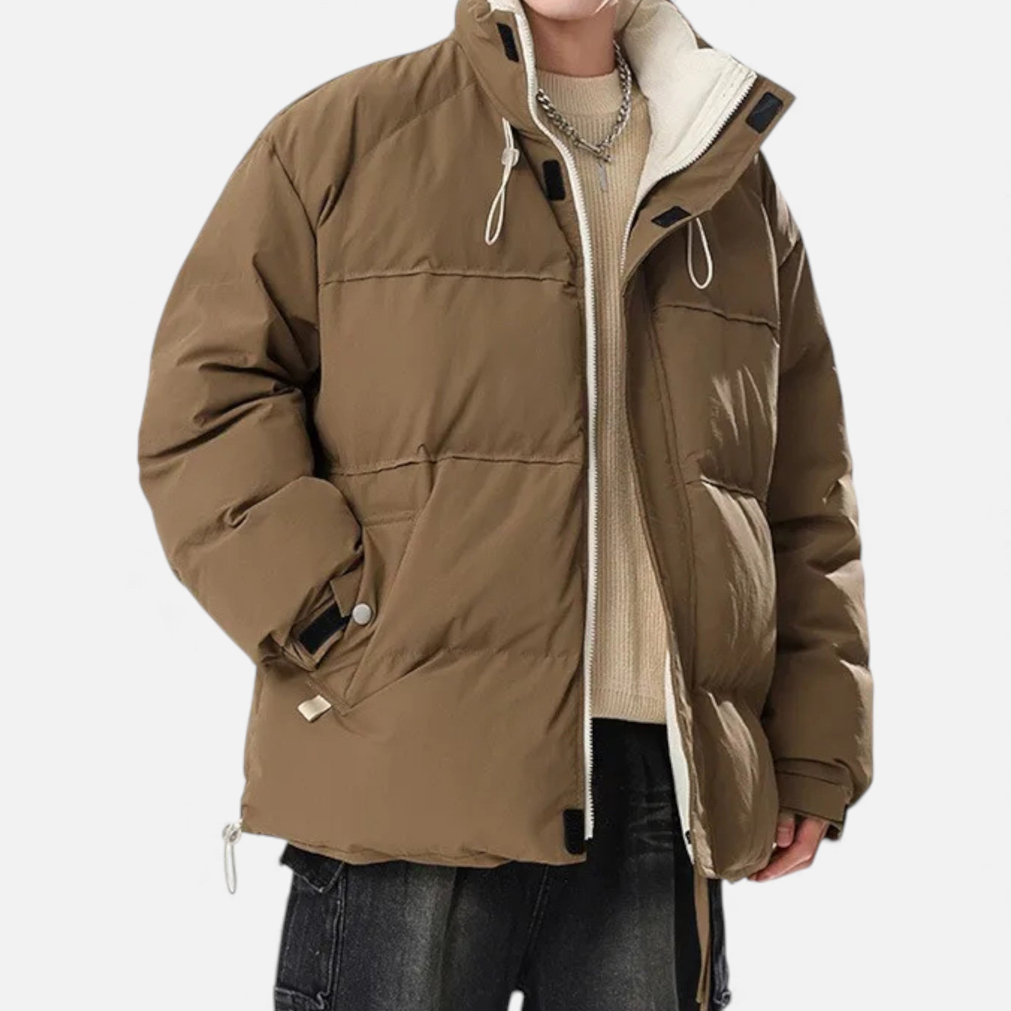 Men's Oversized Windproof Jacket with Stand Collar