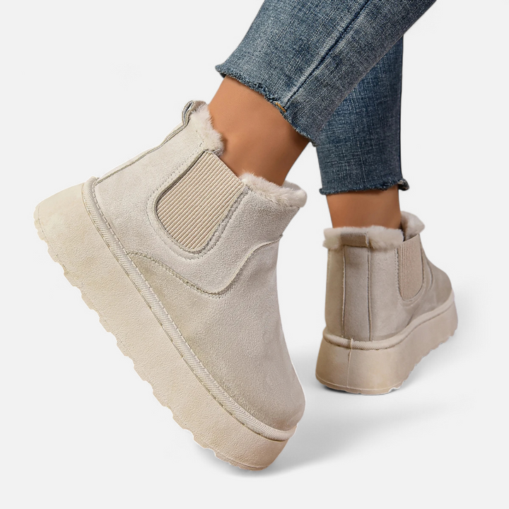 Women’s Timeless Slip-On Warm Plush Platform Ankle Chelsea Boots