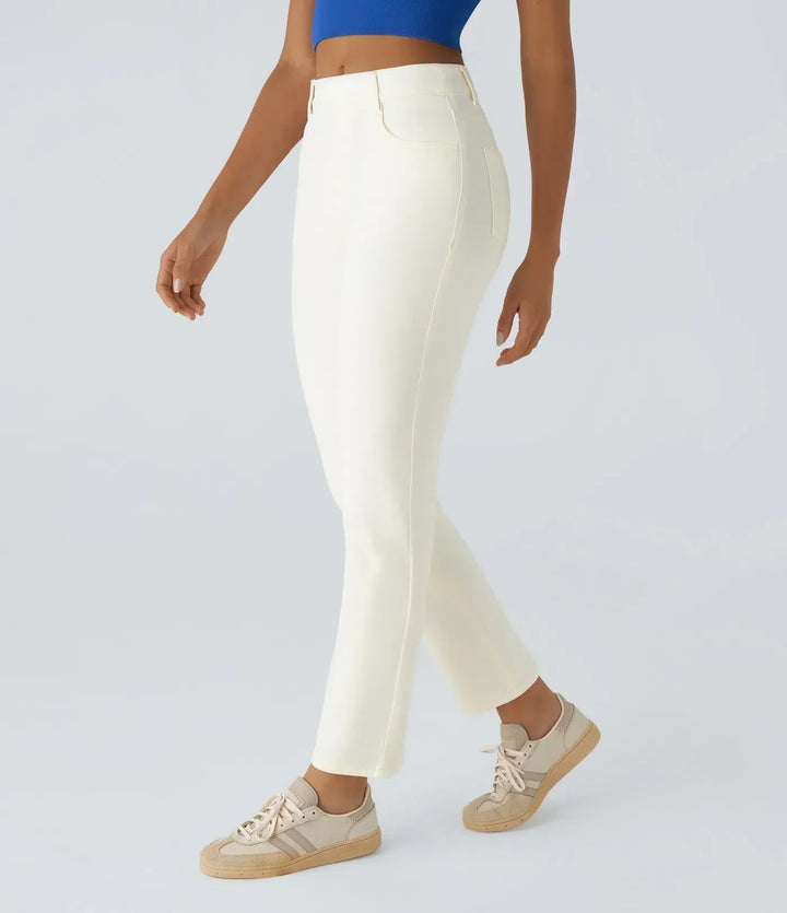 Spodnie z wysokim stanem i elastycznym komfortem