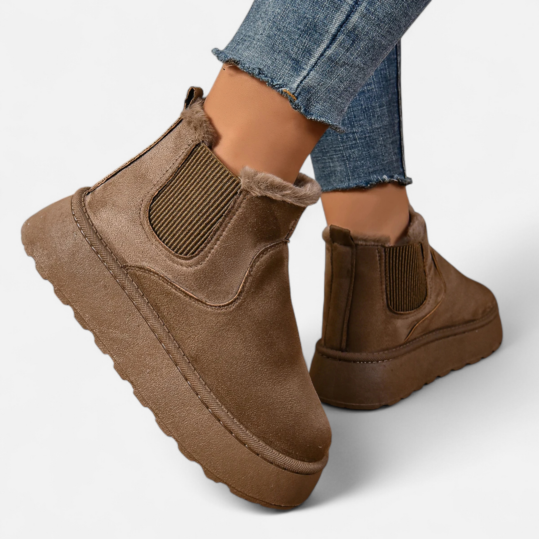 Women’s Timeless Slip-On Warm Plush Platform Ankle Chelsea Boots