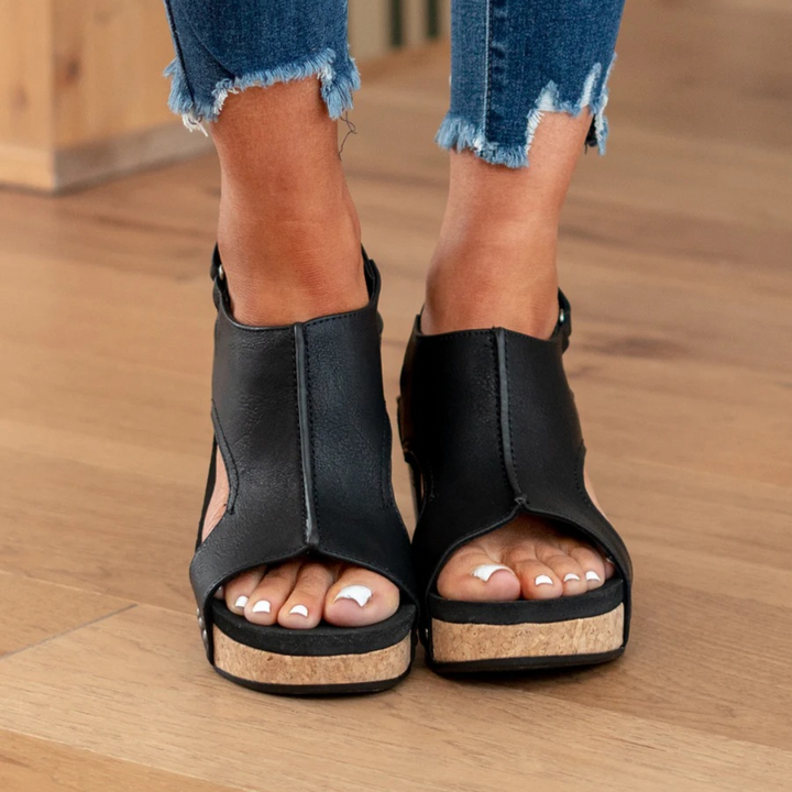 Suede Wedge Sandals with Cushioned Support