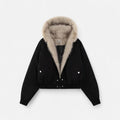 Women's Vintage Style Hooded Coat with Fur Collar