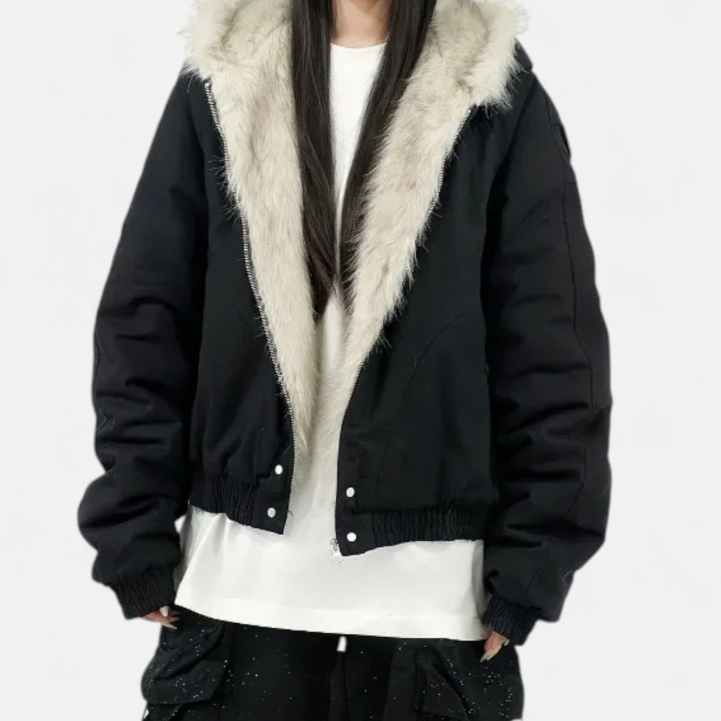 Women's Vintage Style Hooded Coat with Fur Collar