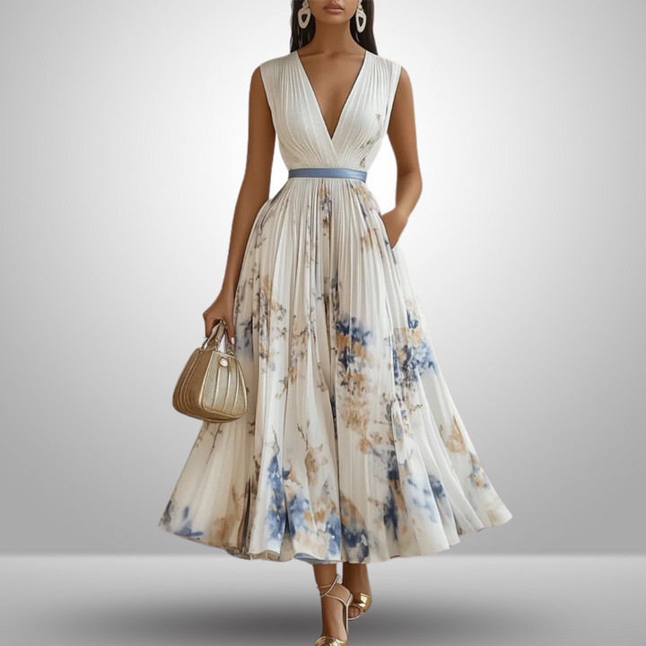 Vestido maxi veraniego sin mangas y fluido