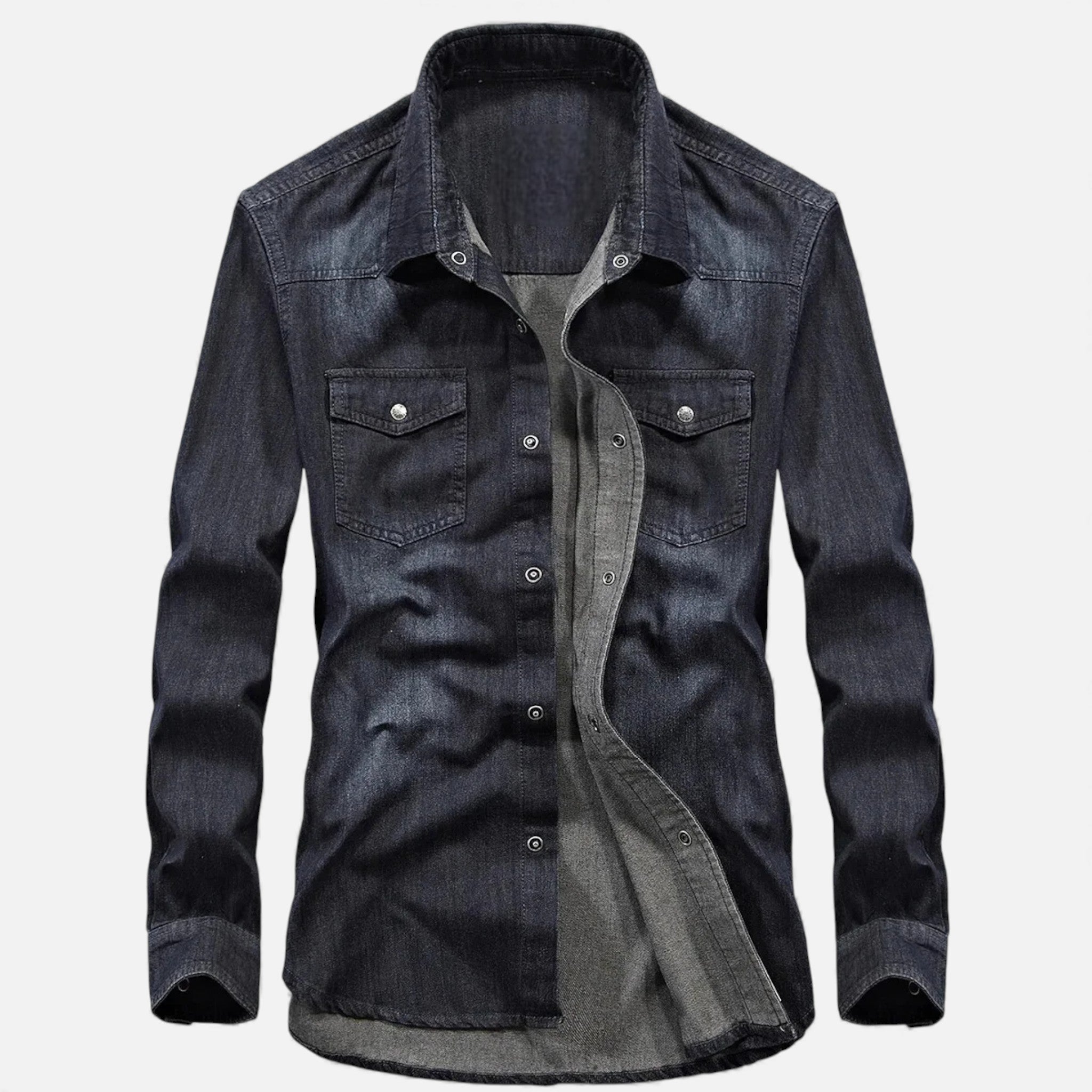 Men's Loose-Fit Denim Shirt for Autumn Winter