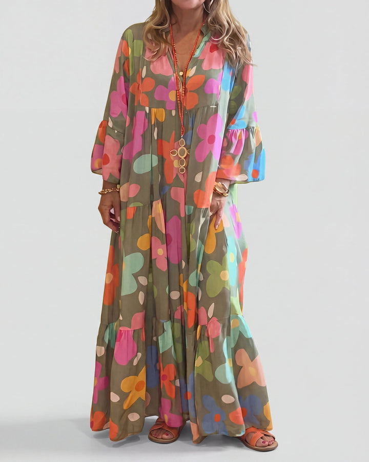 Women's Floral Maxi Dress With Relaxed Fit