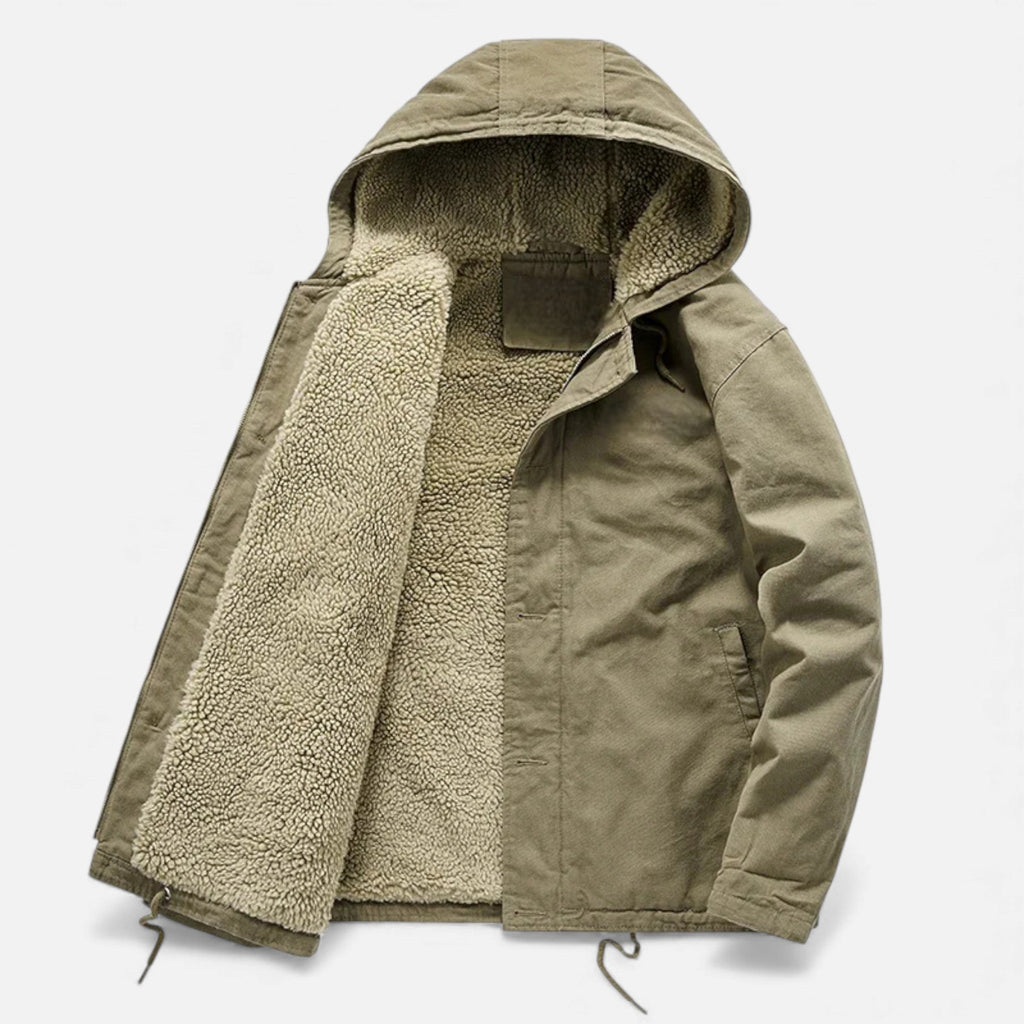 Men's Lamb Fleece Hooded Winter Coat