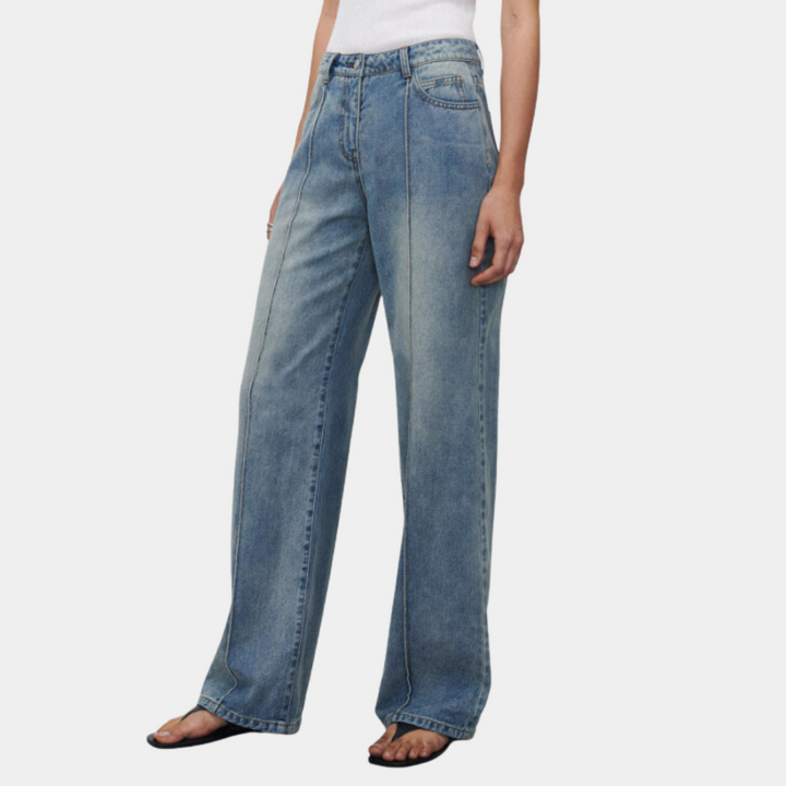 Jeans da donna casual in denim per tutti i giorni a gamba dritta