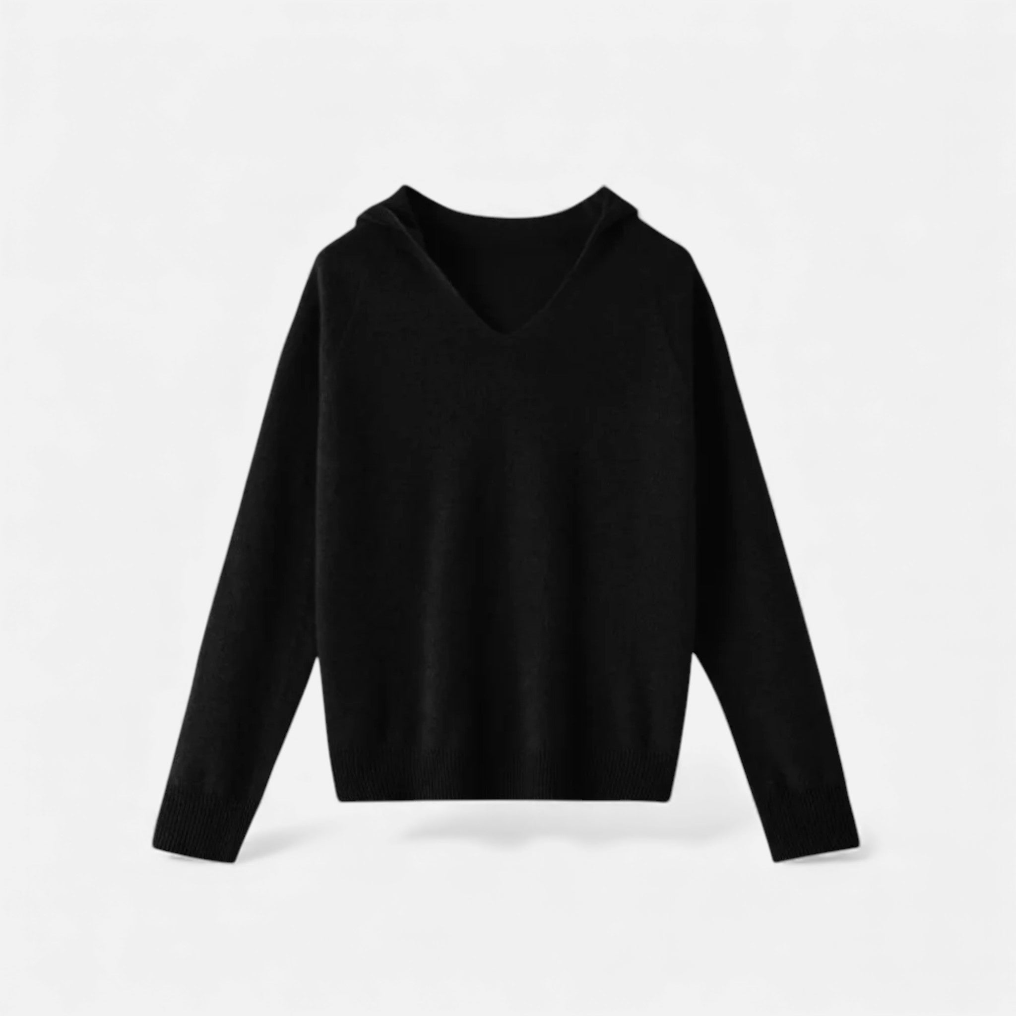 Women's Wool Knitted V-Neck Hoodie