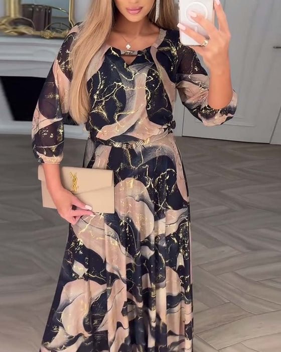 Vestido largo de gasa estampada