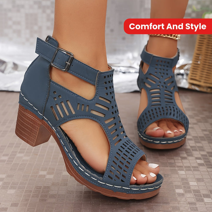 Sandalias elegantes de tacón bloque