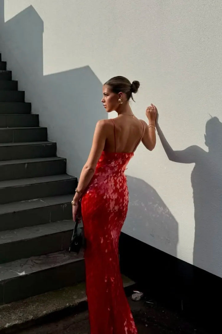 Sequin Backless Maxi Dress for Evening Celebrations