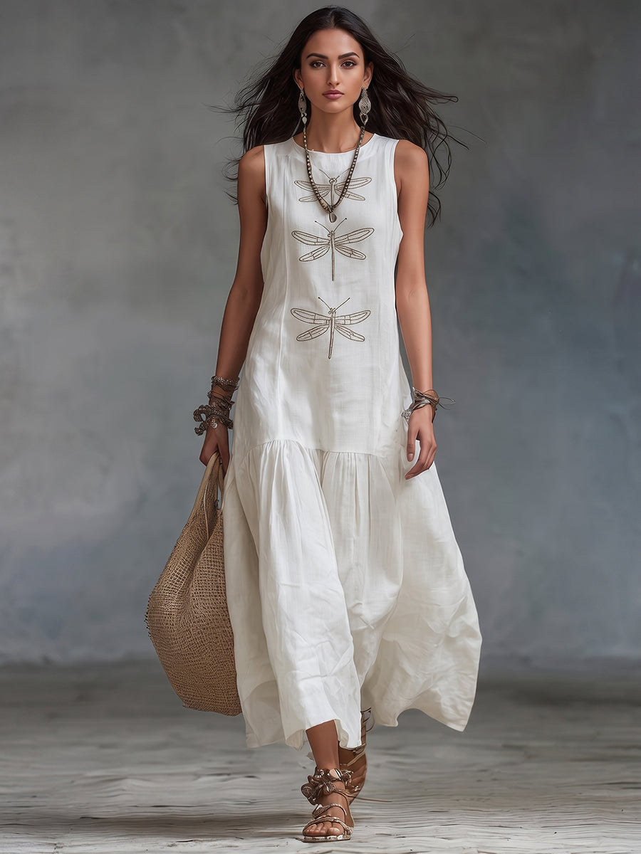 Sleeveless Cotton Linen Maxi Dress