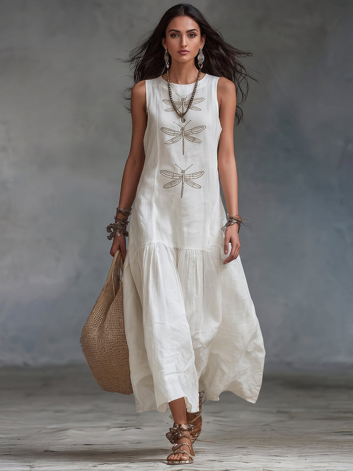 Sleeveless Cotton Linen Maxi Dress