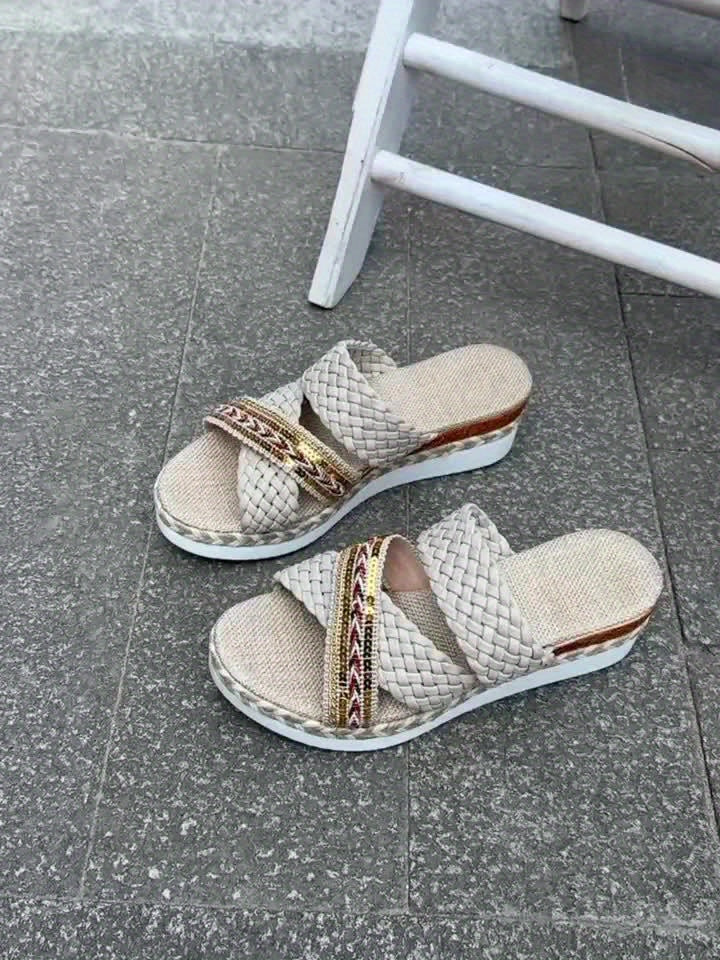Woven Slip-On Comfort Sandals
