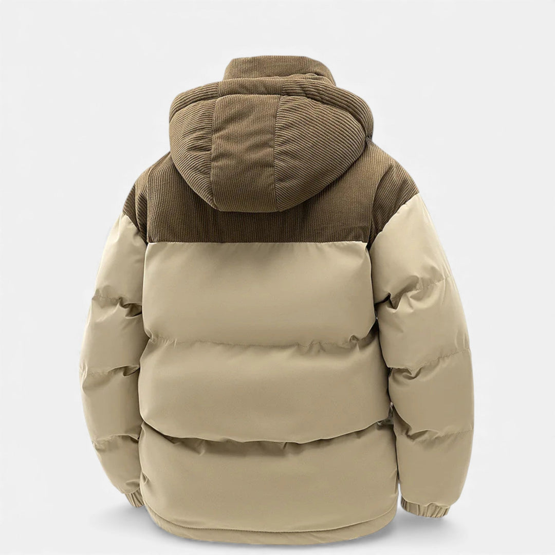 Men’s Stylish Thick Fleece-Lined Winter Jacket with Removable Hood for Cold-Weather