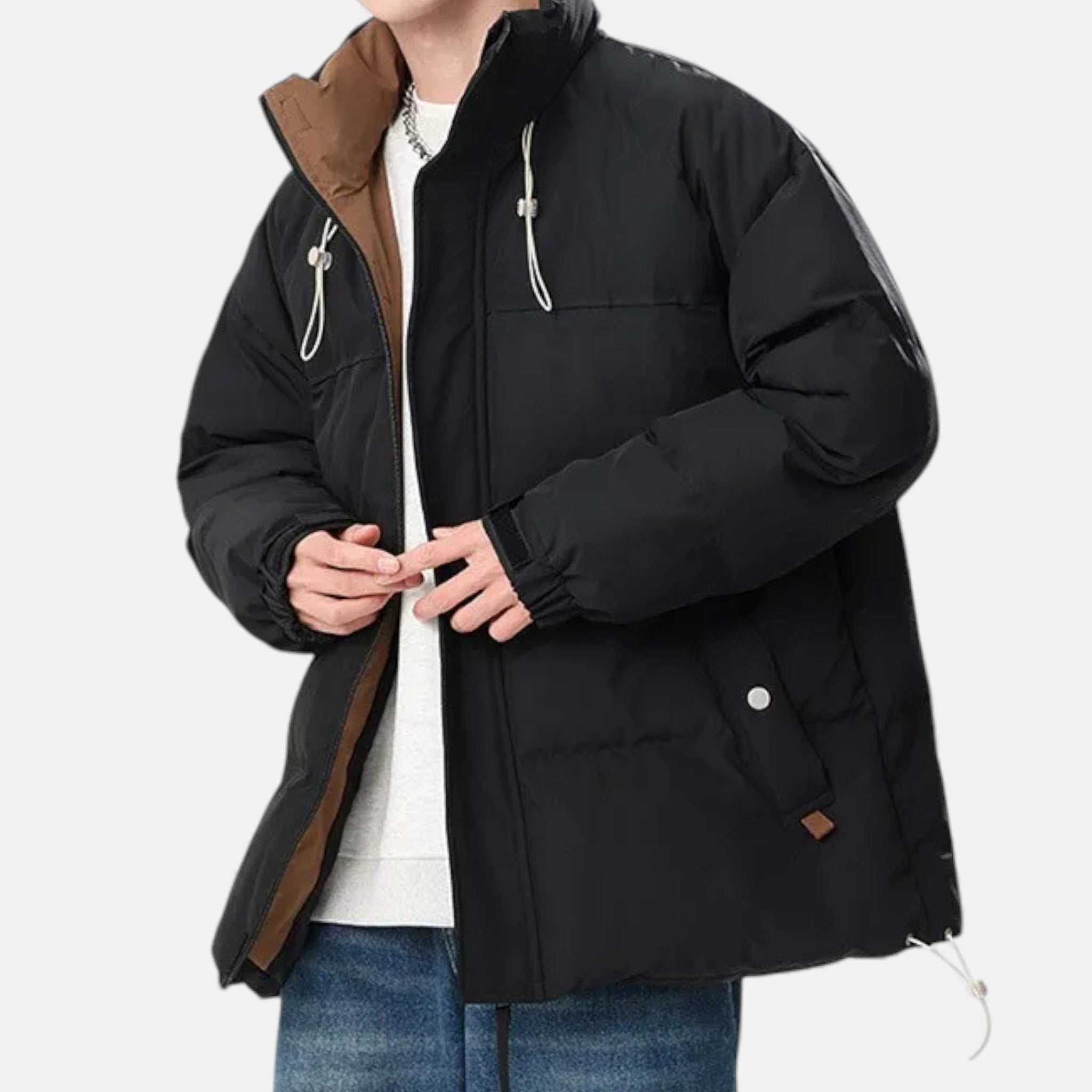Men's Oversized Windproof Jacket with Stand Collar