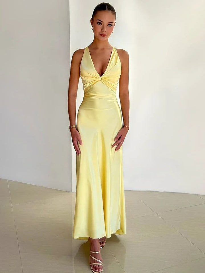 V-Neck Maxi Dress with Graceful Silhouette