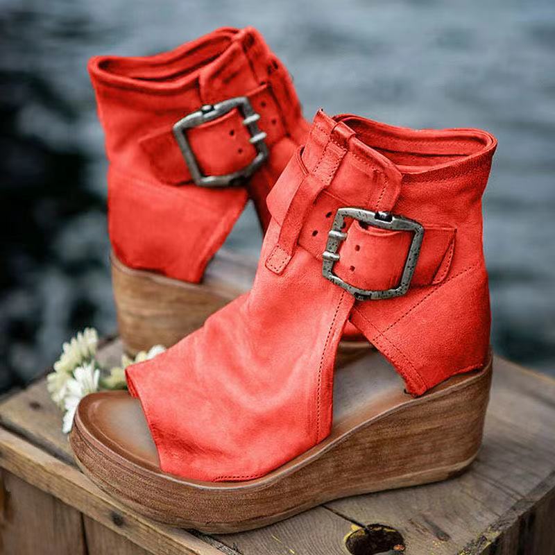 Sandalias de cuña con hebilla bohemias