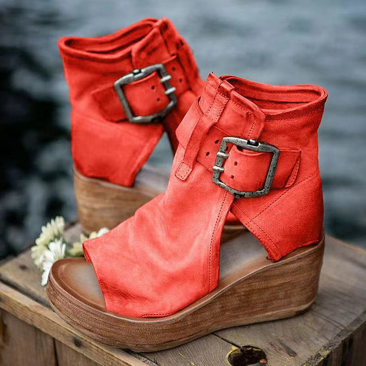 Sandalias de cuña con hebilla bohemias