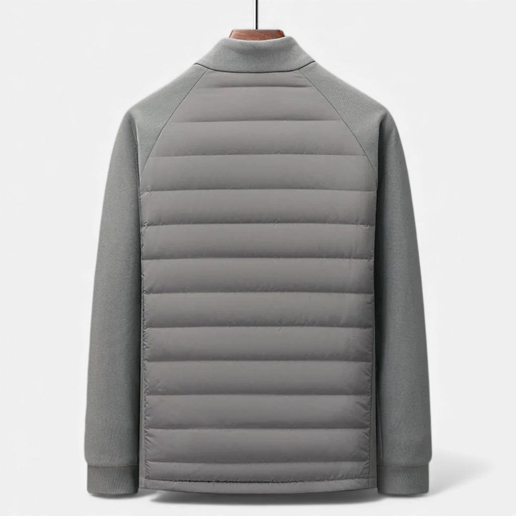 Men's Quilted Down Jacket with Stand-Up Collar