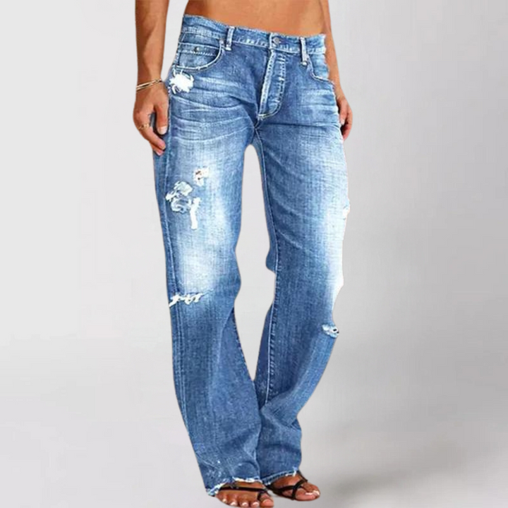 Jeans da donna classici outdoor a vita media con gamba dritta
