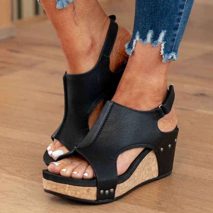 Suede Platform Wedge Sandals