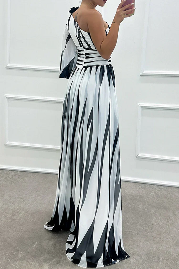 One Shoulder Asymmetric Maxi Dress for Wedding Guests