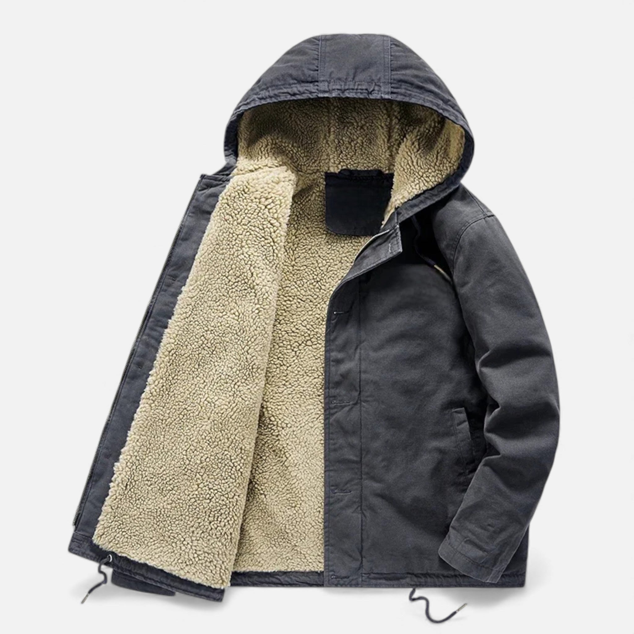 Men's Lamb Fleece Hooded Winter Coat