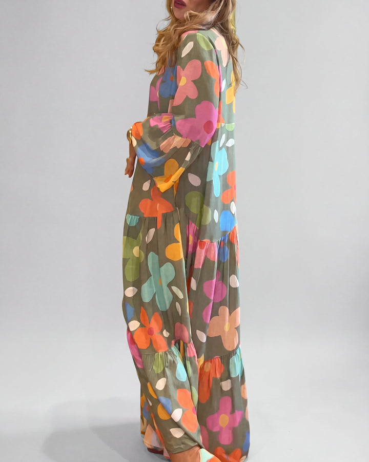 Women's Floral Maxi Dress With Relaxed Fit