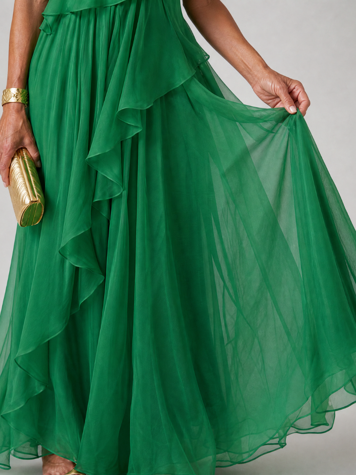 One-Shoulder Ruffle Maxi Dress